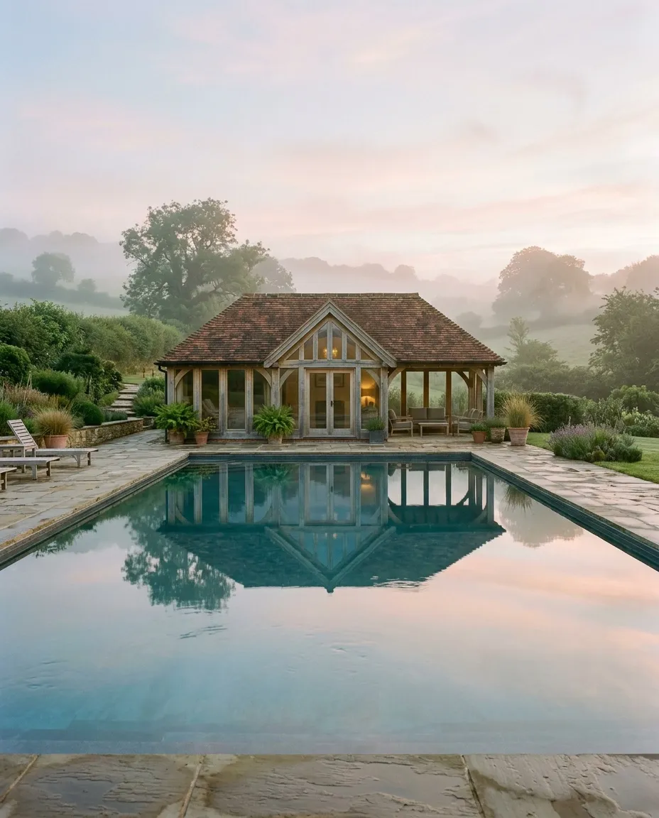 Freshford Pool House at dawn