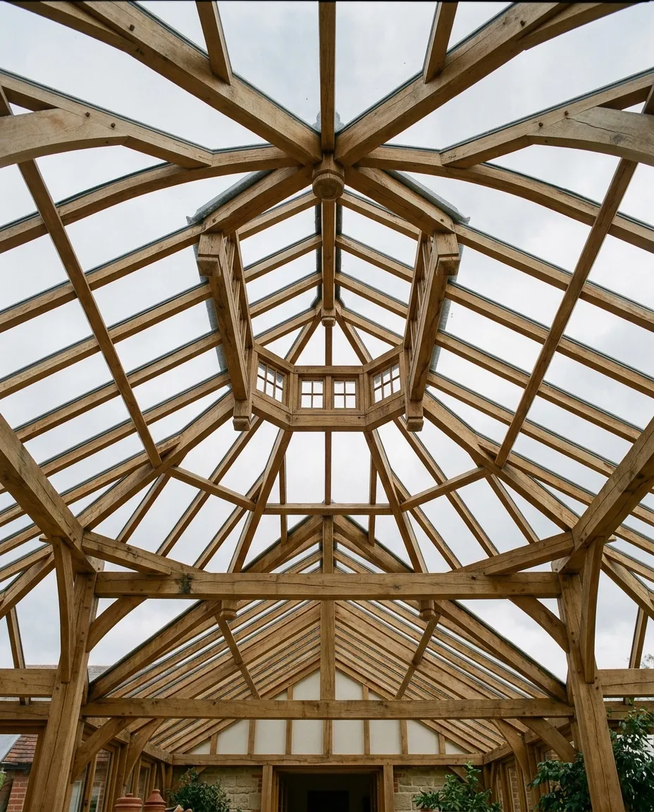 Detail of an oak garden room
