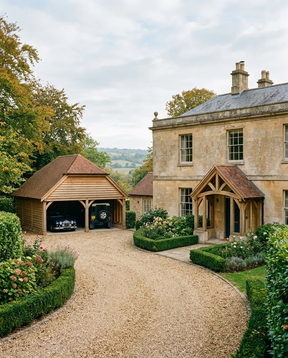 Lansdown porch and car barn