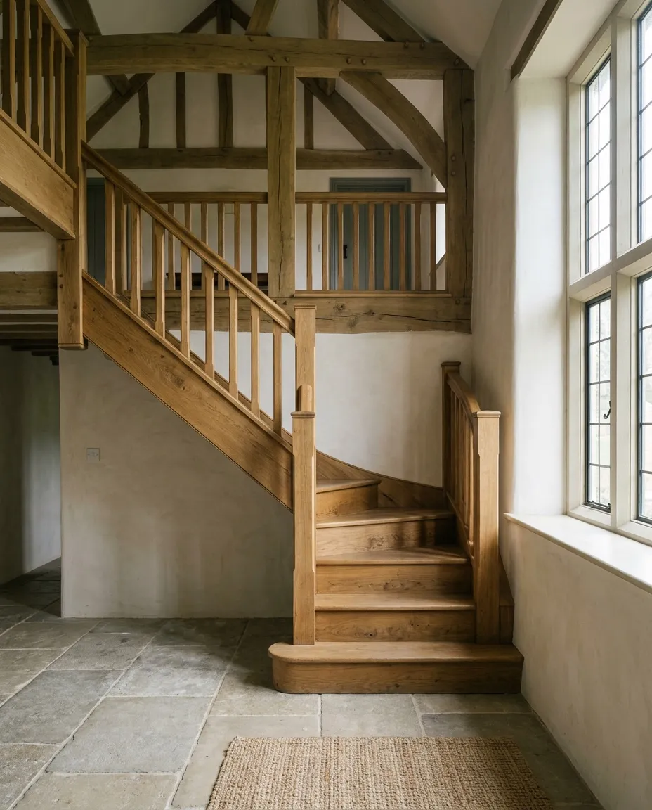An oak staircase